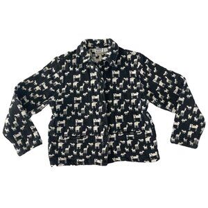 Chicos Design Size 1 US M Heavyweight Llama Moose Tapestry Blazer Jacket Vintage